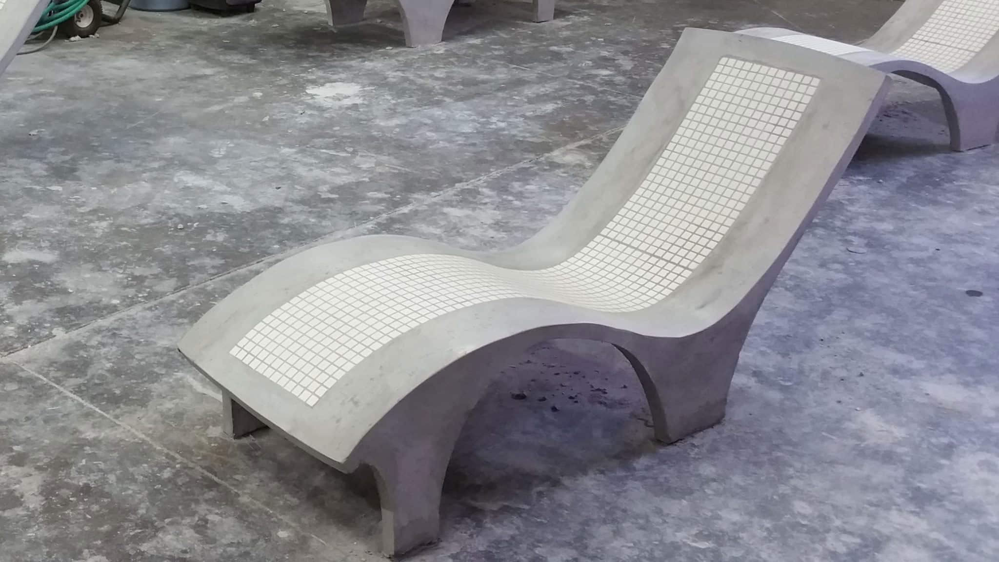 concrete patio chair with tile inlay