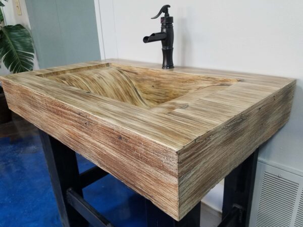 concrete bamboo sink