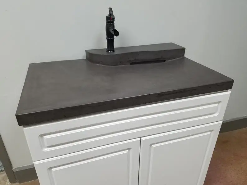 Battleship gray, 2 Tier Zero-Depth Concrete Vanity