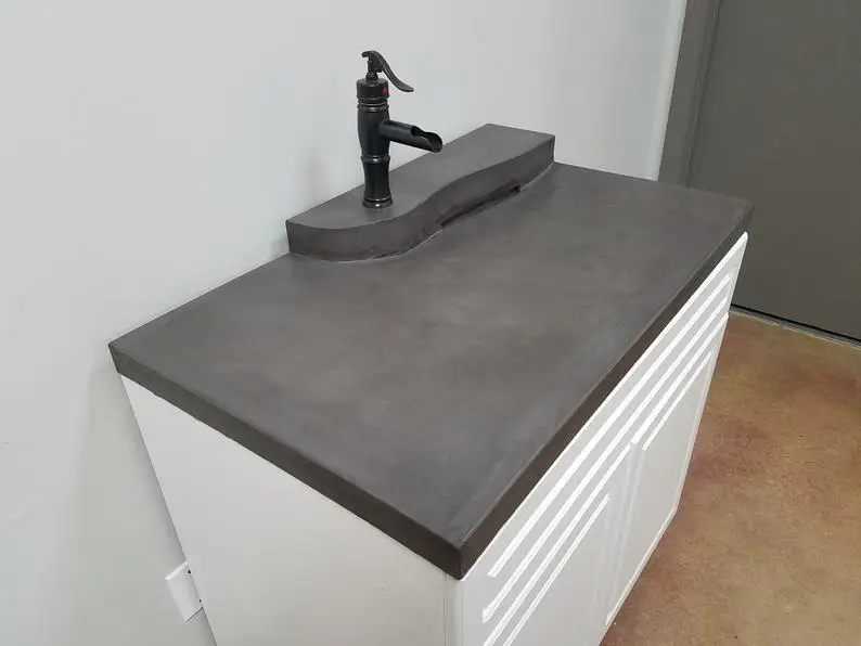 Battleship gray, 2 Tier Zero-Depth Concrete Vanity