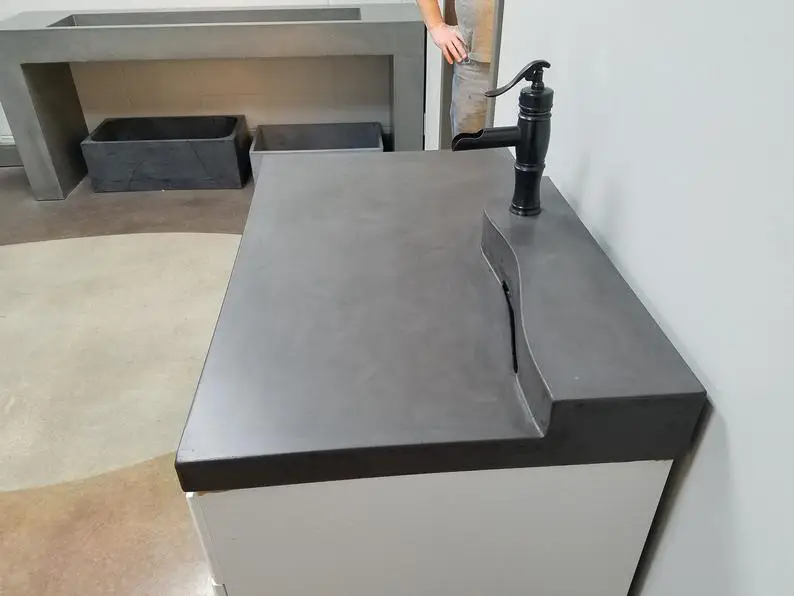 2 Tier Zero-Depth Concrete Vanity, battleship grey