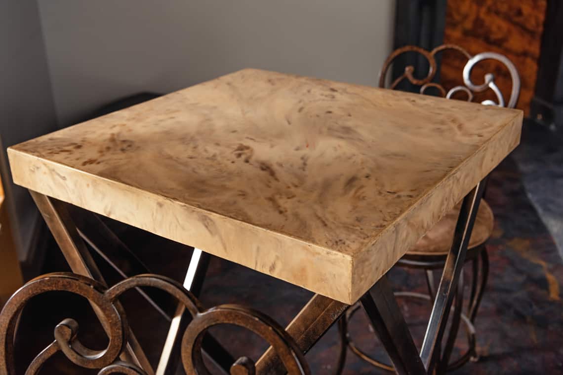 Brown textured concrete table