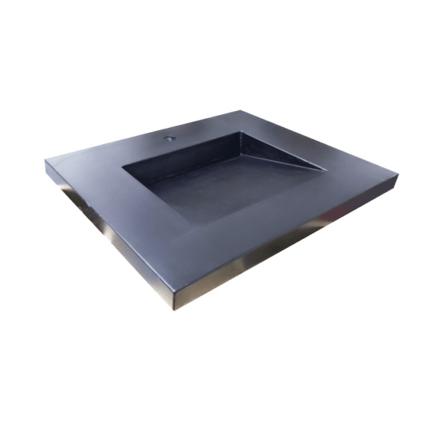 Shallow concrete ramp sink top with slot drain, handmade custom vanity tops