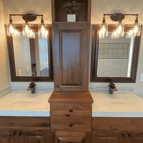 White concrete bathroom vanity