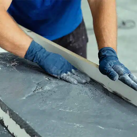 concrete sink being made by hand