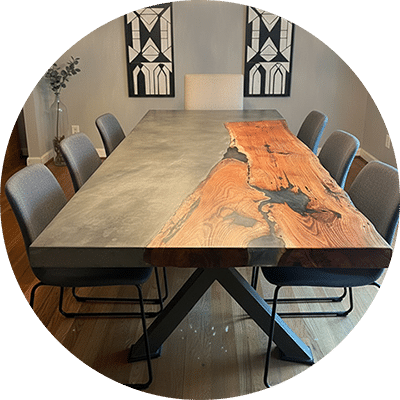 concrete wood table
